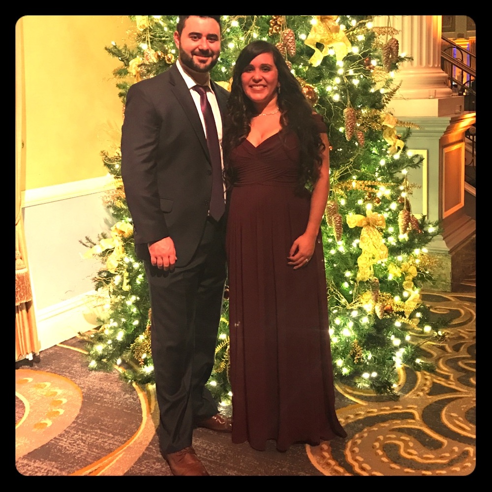 Dress for wedding, maroon gown